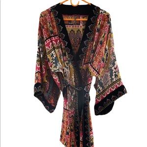 Anthropologie Zadie Velvet Multicolored Kimono Robe XS/S
